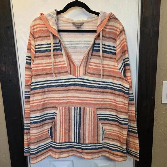 Tops - Naturale Reflections Women's Striped Cotton Hoodie Sweatshirt Large NWOT